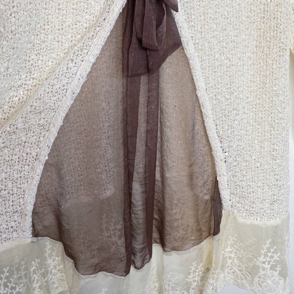 ANTHROPOLOGIE A'Reve Creme Lace Blouse Size Small - Picture 3 of 8